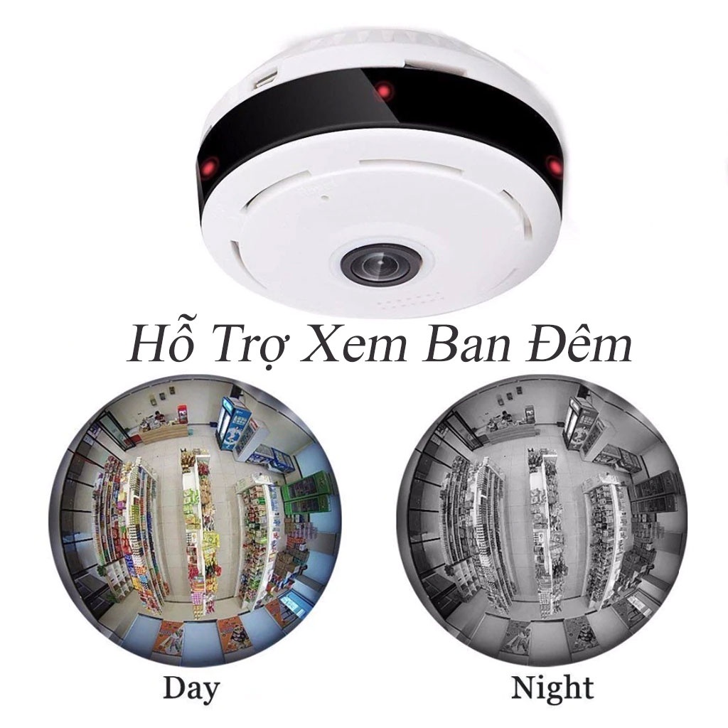 Máy Ảnh Mini Gắn Trần Nhà Quay Toàn Cảnh 360 Full HD V380 IP Camera WiFi Không Dây 1080P - Camera Chống Trộm V380