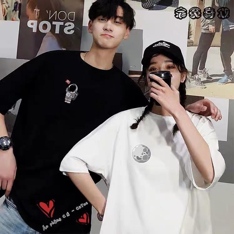 Áo thun couple nam nữ, áo phông đôi áo cặp với người yêu chất cotton thoáng mát in hình nhỏ xinh
