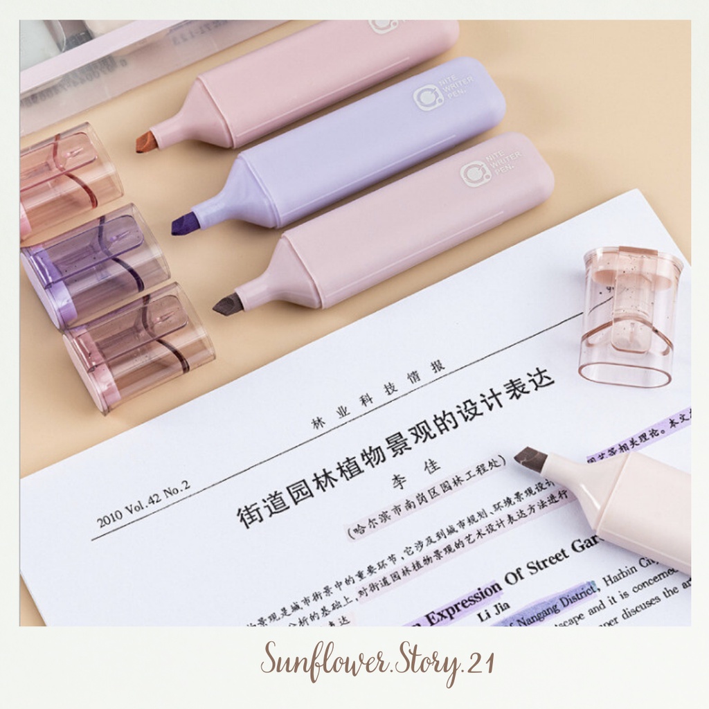 [FREESHIP 50K] Set 4 bút highlight pastel chữ nhật, bút đánh dấu nhớ dòng cute nhiều màu marker dễ thương size lớn