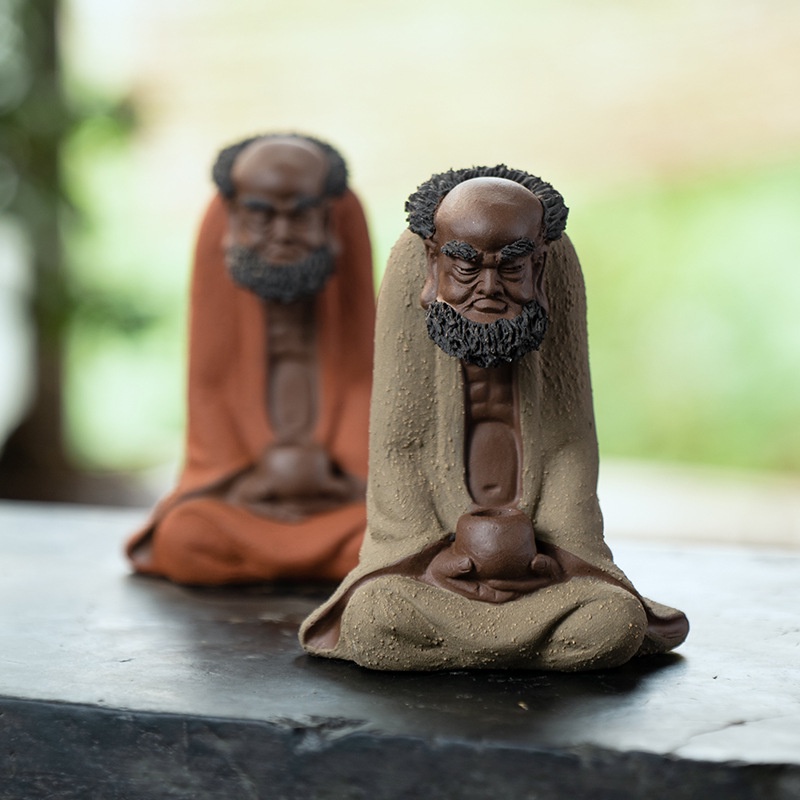 Tượng Đạt Ma Sử Tổ Bằng Chất Liệu Tử Sa (Tượng Trang Trí, Đồ Chơi Bàn Trà)