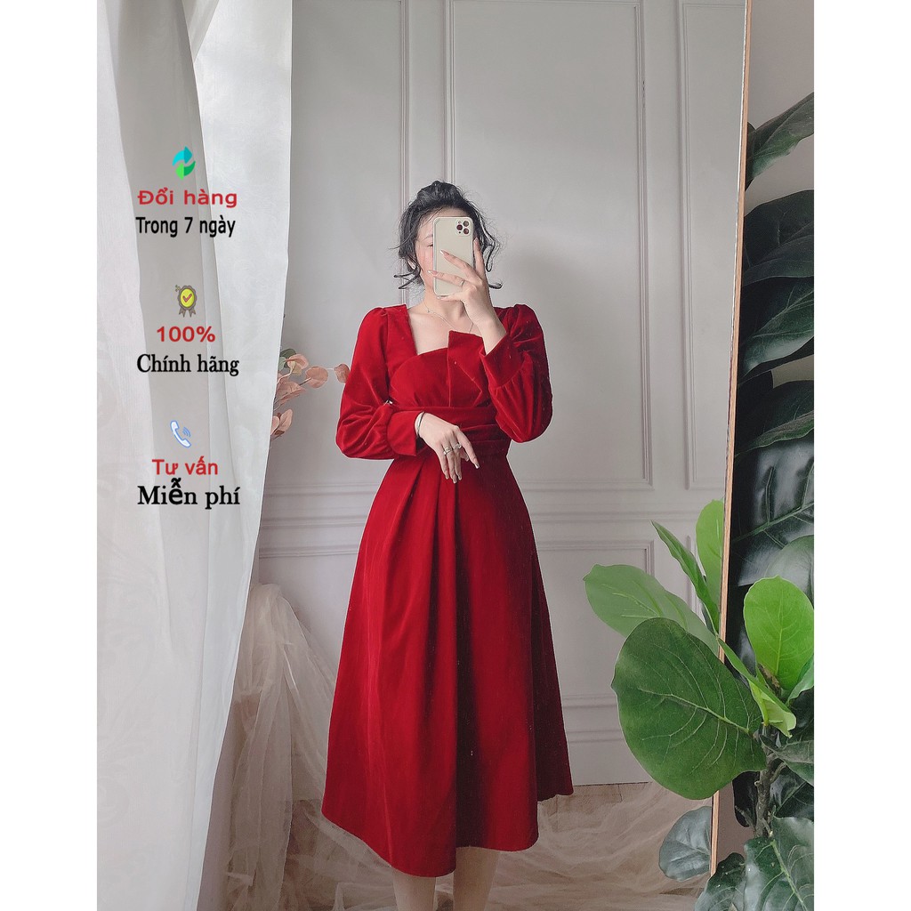 Đầm bigsize xếp ly nhung  DA0022 -  -Đầm cho người béo mập 50-95KG - Mặc đi tiệc,đi chơi hoặc dạo phố