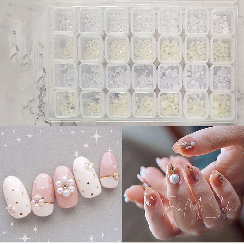 Hộp Hạt Ngọc Trai 28 Ngăn Bằng Thép Trang Trí Móng Tay / Điện Thoại