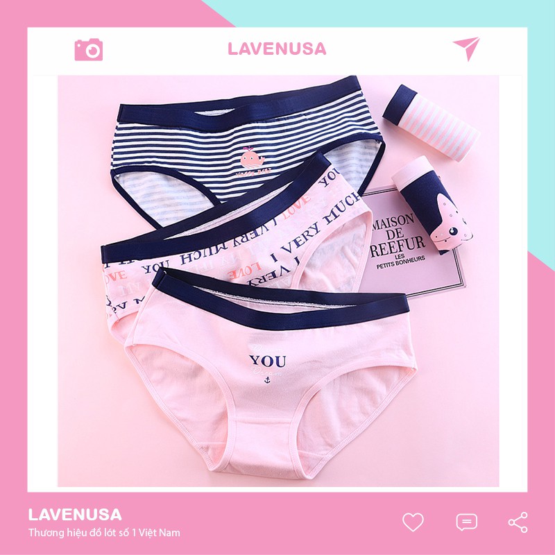 Quần lót nữ cotton cao cấp co giãn kháng khuẩn in hình đáng yêu dễ thương QL39