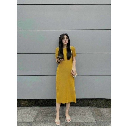 Váy bầu_ đầm bâu dáng suông chất thun tăm lạnh nhiều màu siêu mát co dãn