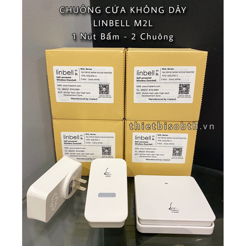 Chuông Cửa Không Dây Thông Minh, 2 Chuông, 1 Nút Bấm LinBell M2L