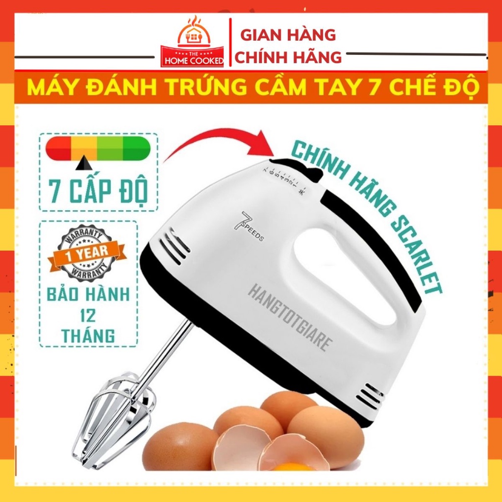 Máy đánh trứng mini cầm tay, máy tạo bọt cafe trộn bột làm bánh Scarlet 7 Tốc Độ