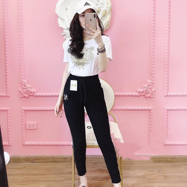 Set bộ thể thao in chữ kenzo quần viền nhũ kim sa cực xinh ❤️
