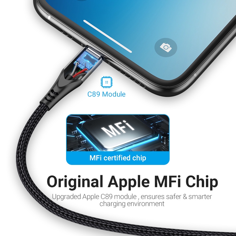 Cáp sạc MFI USB Lightning Vention USB sang Lightning 2.0 Có Thể Sạc Tốc Độ Nhanh 2.4A 480mbps