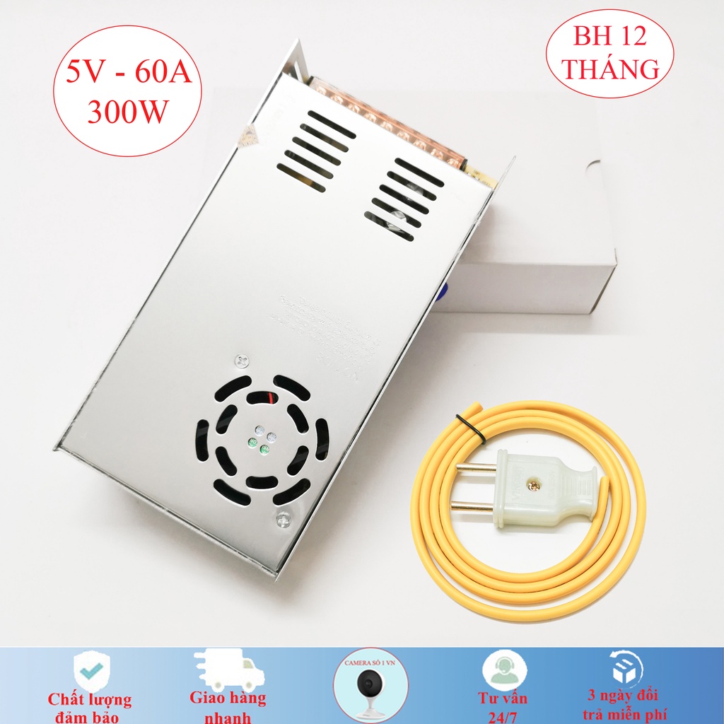 Nguồn tổ ong, nguồn tổng, nguồn 5V 60A/40A/20A/10A dùng cho led, động cơ, thiết bị điện 5V loại tốt
