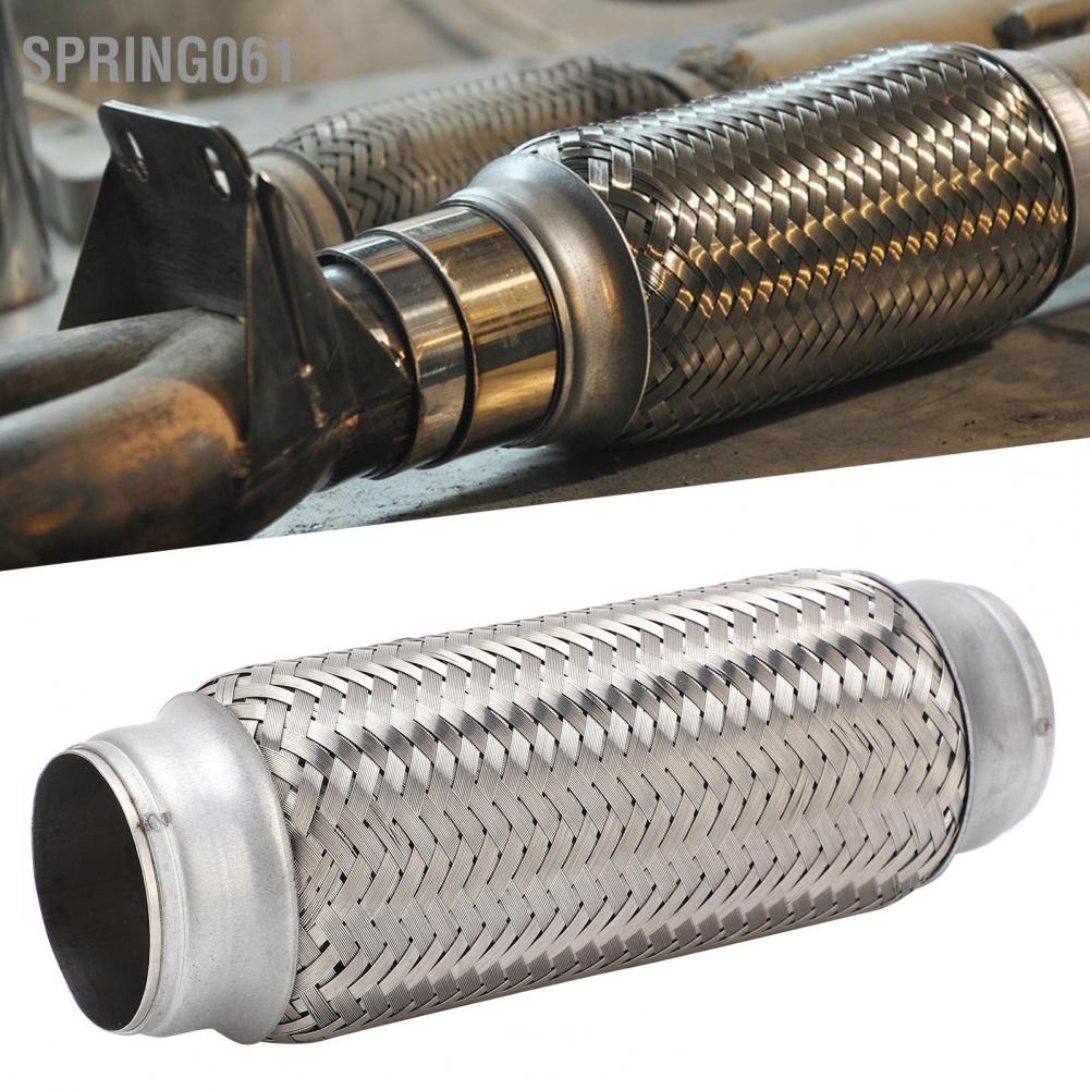 Spring061 Car Woven Exhaust Flexible Pipe Bellows 2x8.0in Stainless Steel Particle Filter Repair Replacement