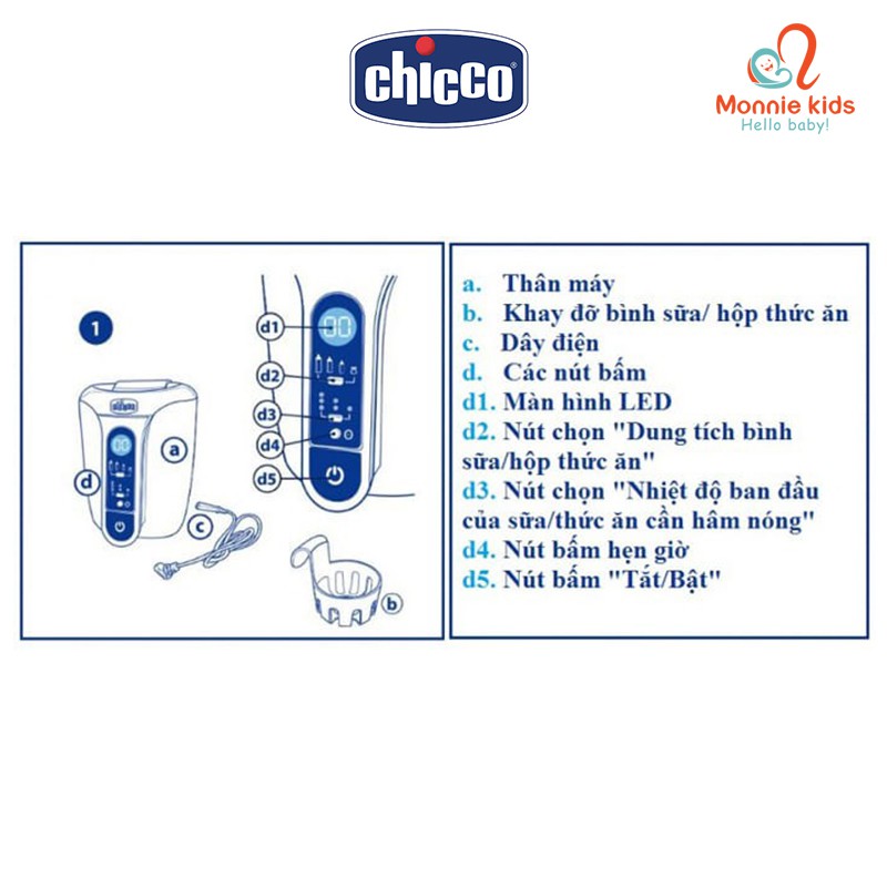 Máy Hâm Sữa Và Thức Ăn Điện Tử CHICCO 7390 (Bảo Hành 12 Tháng)