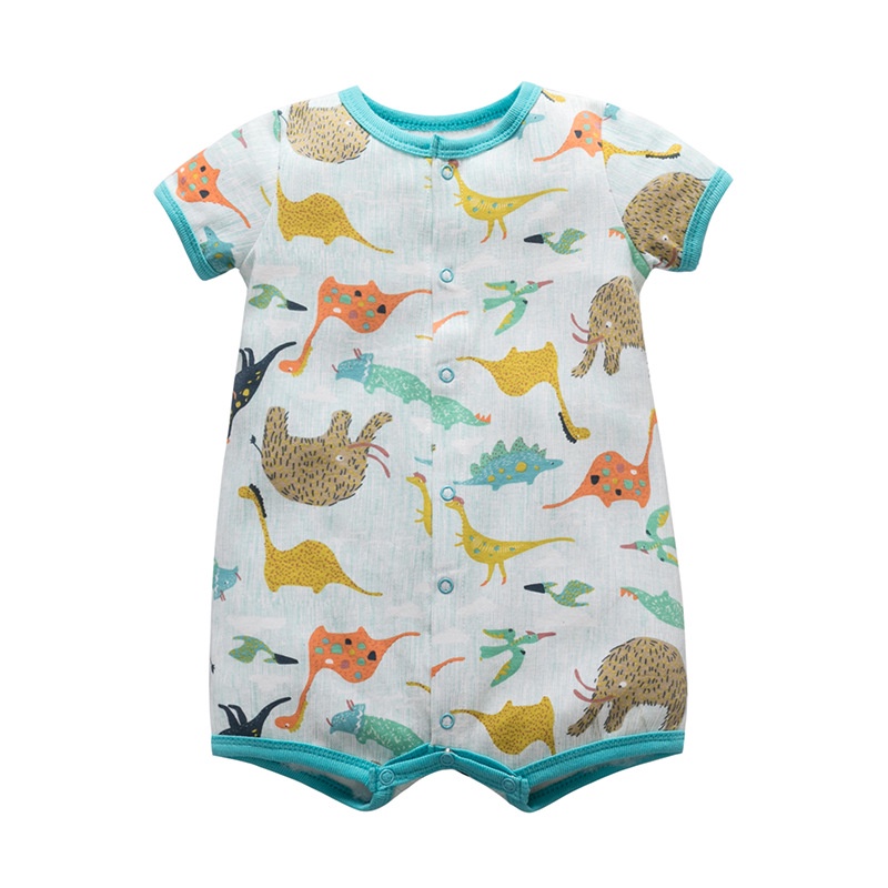Áo liền quần Ttkaababy vải cotton tay ngắn in hoạt hình dễ thương cho bé sơ sinh