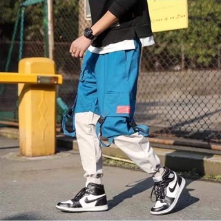 Quần kaki túi hộp jogger phối 2 màu, thời trang unisex phong cách hàn quốc