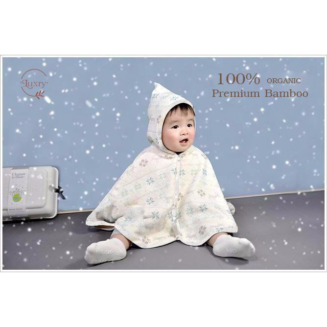 Áo choàng chất liệu vải sợi tre 2 lớp của nhà LUXRY cho bé trai bé gái từ 6 tháng đến 4 tuổi