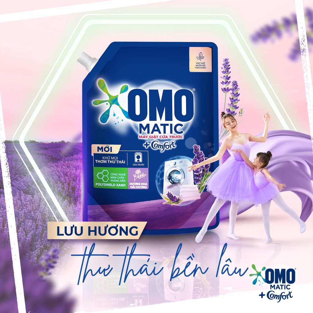 Nước giặt máy cửa trước OMO Matic Bền Đẹp bịch lớn gói 2,8kg