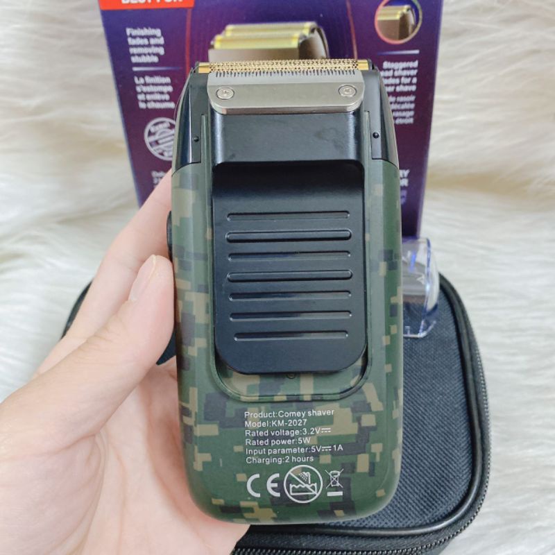 Máy cạo râu, cạo khô cao cấp KEMEI KM - 2027, có hiển thị đèn LED công suất, động cơ mạnh mẽ