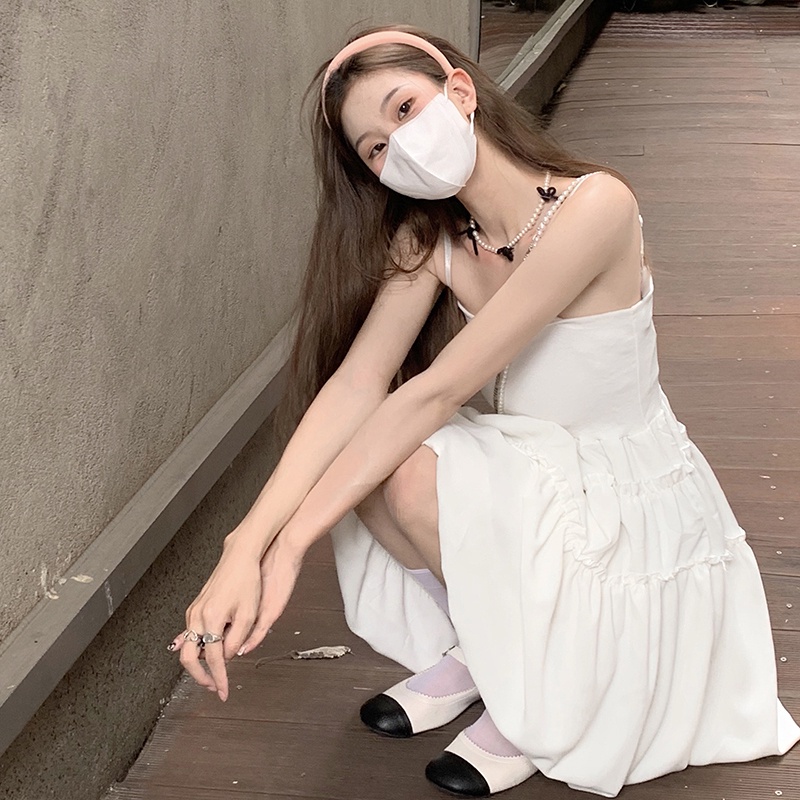 [MURIOKI] Đầm Đen Thiết Kế Hai Dây Phồng 2 Màu Lựa Chọn