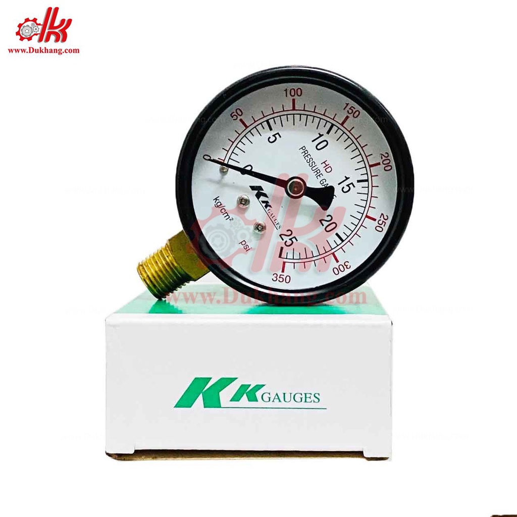 Đồng hồ đo áp suất hơi mặt 63mm/ mặt 100mm / mặt 150mm -Đồng hồ áp suất KK Gauge chân đứng