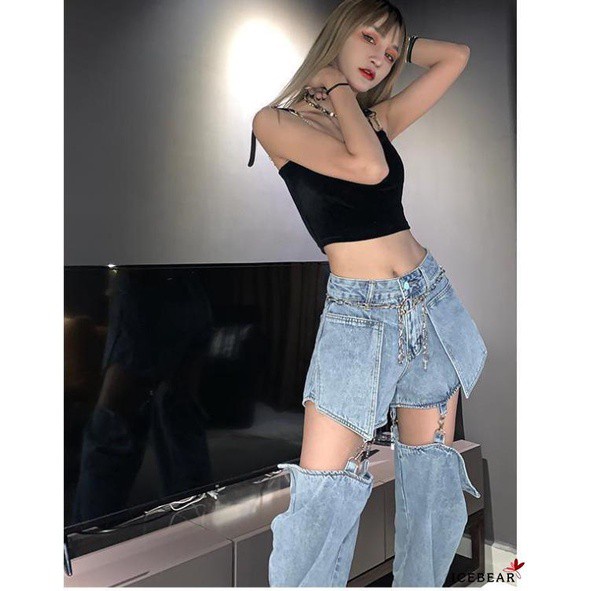 Quần Jeans Ống Đứng Màu Sắc Đa Năng Cho Nữ