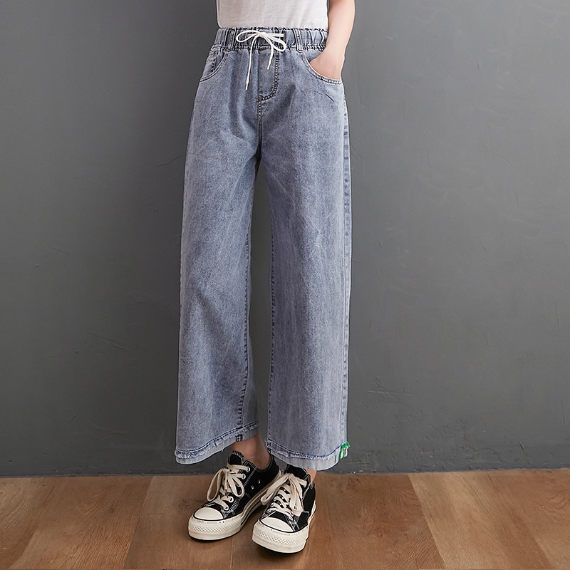 HÀNG CÓ SẴN SIZE 45-55KG G22 quần jean big size freesize phong cách hàn quốc ống rộng cạp chun thoải mái rộng rãi