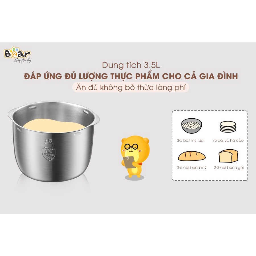 Máy Nhồi Trộn Bột Tự Động Bear dung tích 3.5L, 5L, 7L - Hàng nhập khẩu - Bảo hàng 18 tháng