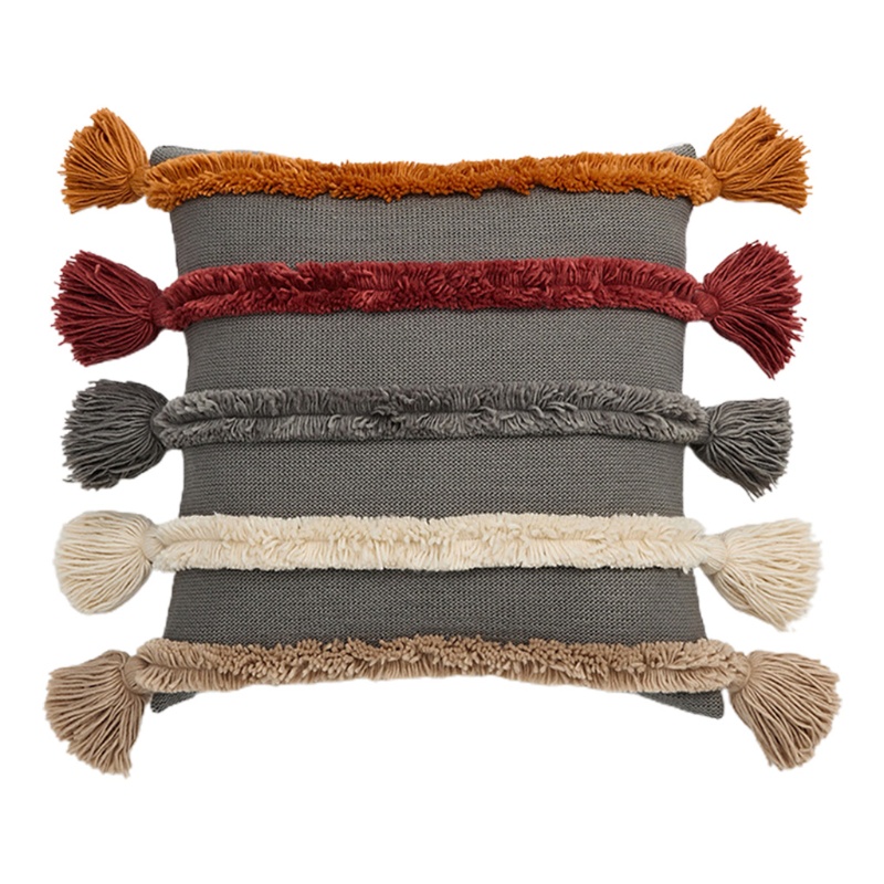 Vỏ Gối Thêu Họa Tiết Sọc Cầu Vồng Phong Cách Bắc Âu