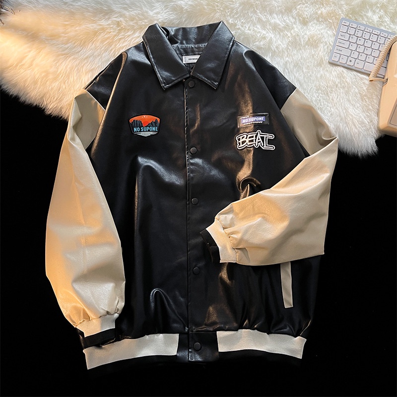 Áó khoác da bomber phong cách retro nam giới