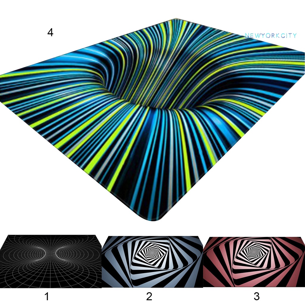 Thảm Polyester Chống Trượt Họa Tiết Hình Học 3D Trang Trí Phòng Ngủ