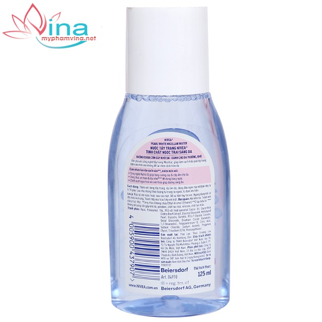 Nước tẩy trang Nivea Pearl White tinh chất ngọc trai sáng da - dành cho da thường125ml