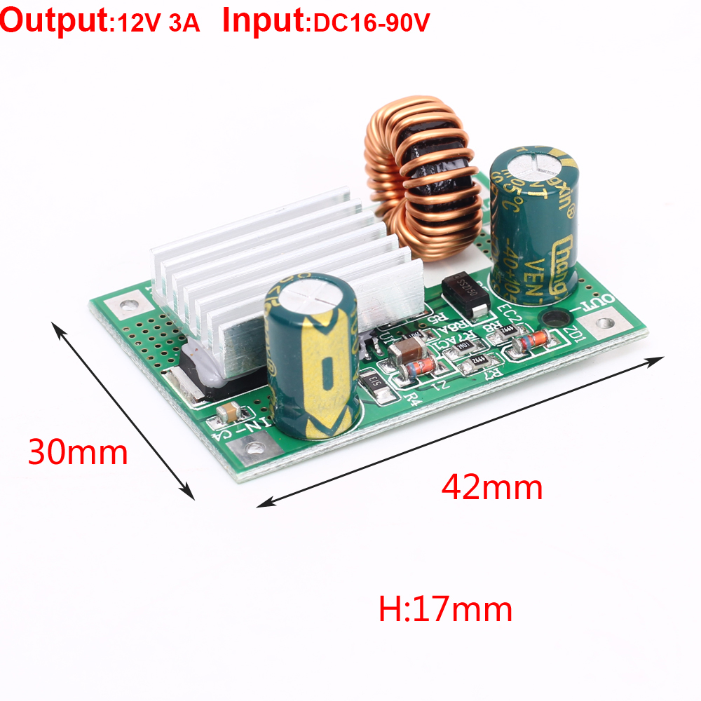 Mô-đun hạ nguồn dc-dc 9v-90v 9v-120v 16v-120v 16v-90v 48v 36v 24v đến 5v 12v 3a
