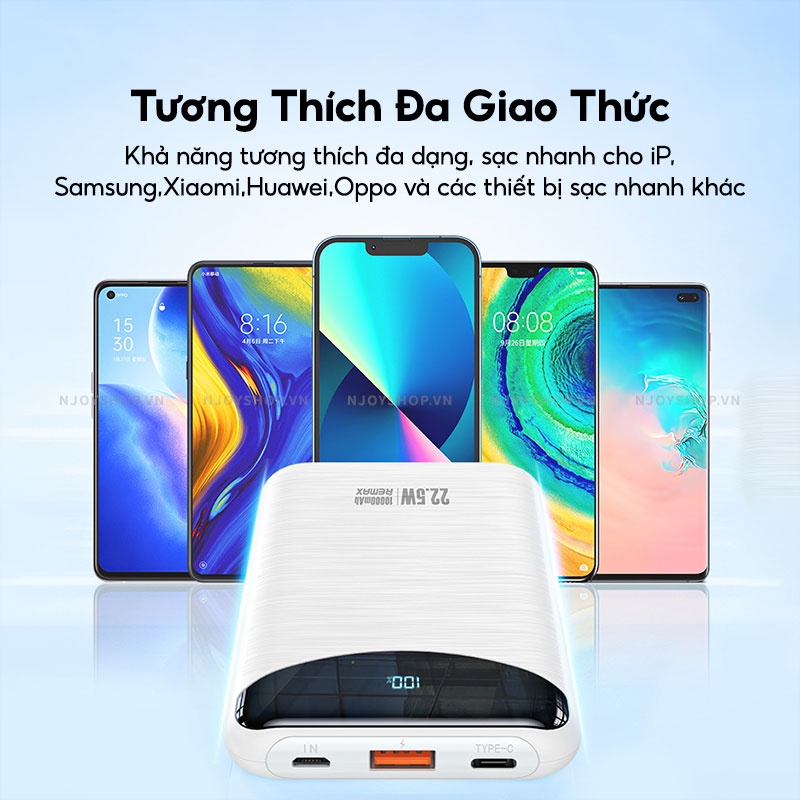 Sạc Dự Phòng Mini Remax 10000mah Nhỏ Gọn Sạc Nhanh Pin Polymer Cho Điện Thoại IP Samsung Huawei Xiaomi Njoyshop