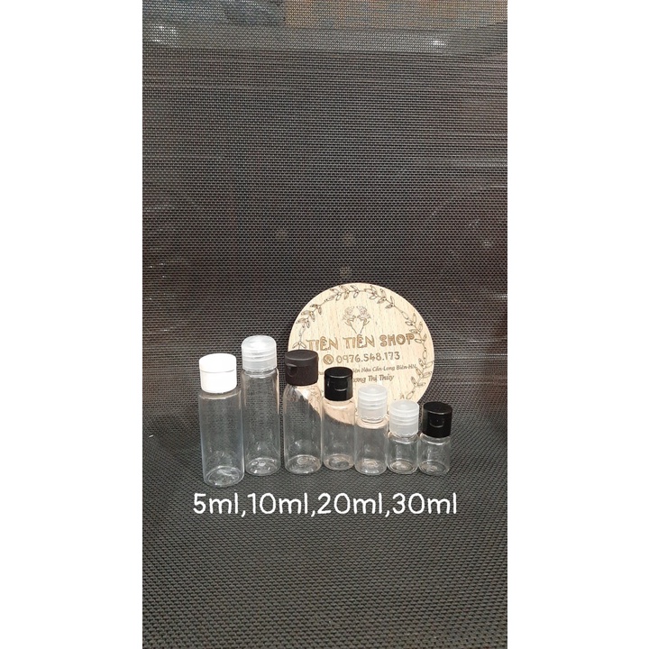 Chai nhựa trong 5ml,10ml,20ml,30ml nắp bật