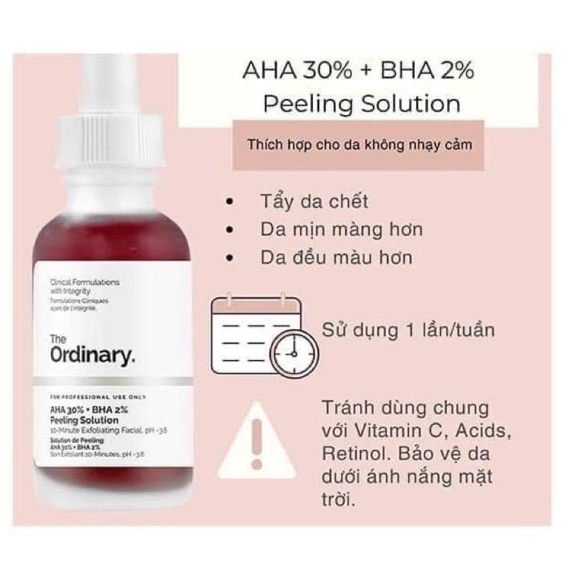 Serum tẩy tế bào chết hoá học The Ordinary AHA 30% + BHA 2% Peeling solution
