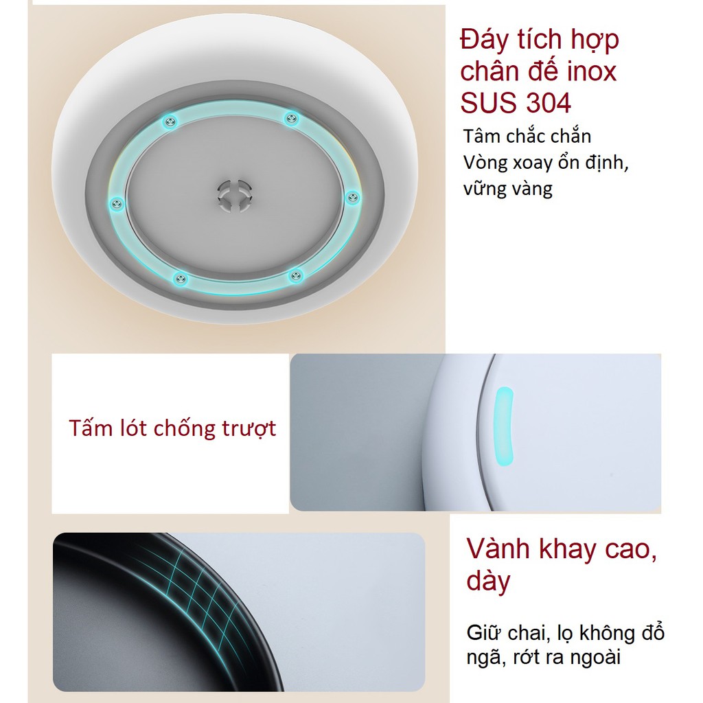 Khay Tròn Đựng Chai Lọ, Dụng Cụ Mỹ Phẩm Xoay 360 Độ Chống Trượt Giúp Sắp Xếp Đồ Ngăn Nắp, Dễ Chọn Dễ Lấy, Hàng Cao Cấp