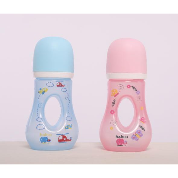 Bình sữa Nhật Bản Babuu Baby khoét lỗ dễ cầm nắm cho bé (150ml và 240ml)