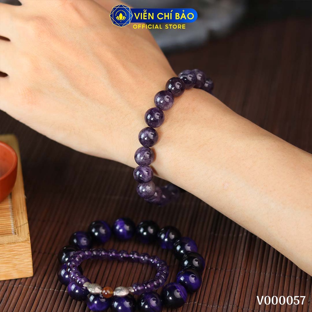Vòng tay phong thủy đá tím mix charm thời trang phụ kiện trang sức Viễn Chí Bảo V000057