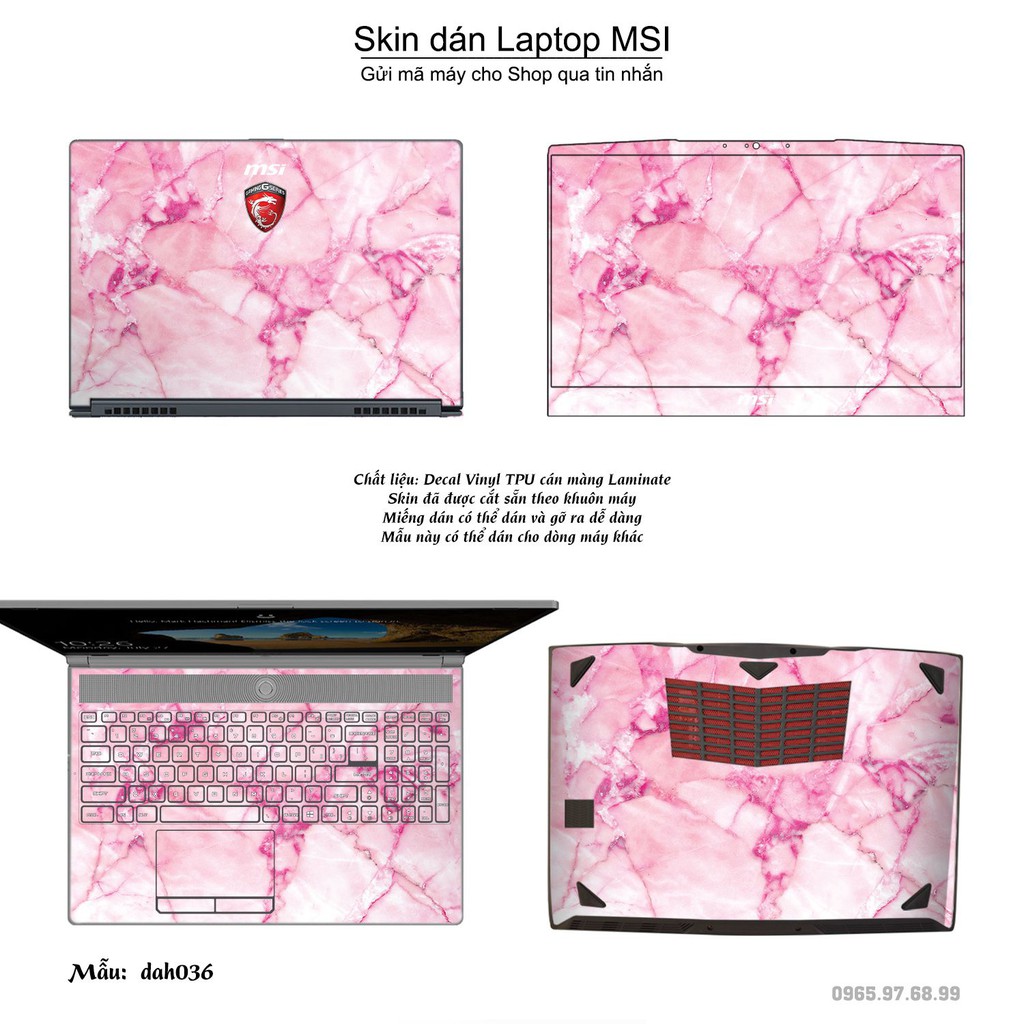 Skin dán Laptop MSI in hình vân đá nhiều mẫu 2 (inbox mã máy cho Shop)