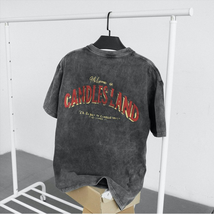 Áo phông unisex loang màu Welcome Candles Studio