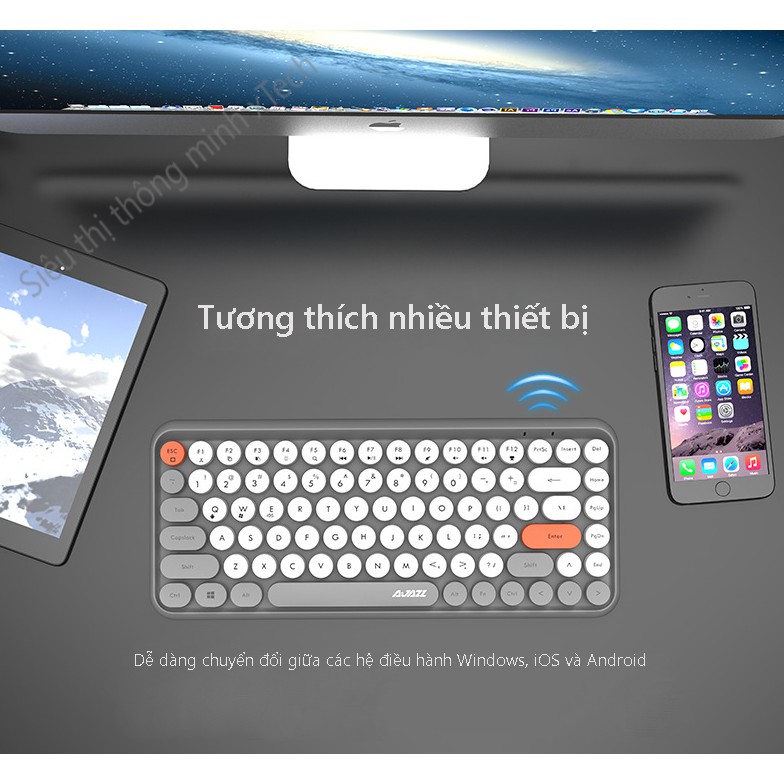 Bàn phím bluetooth không dây chính hãng AJAZZ 308i - Tương thích cho Iphone, Android, Macbook, Laptop