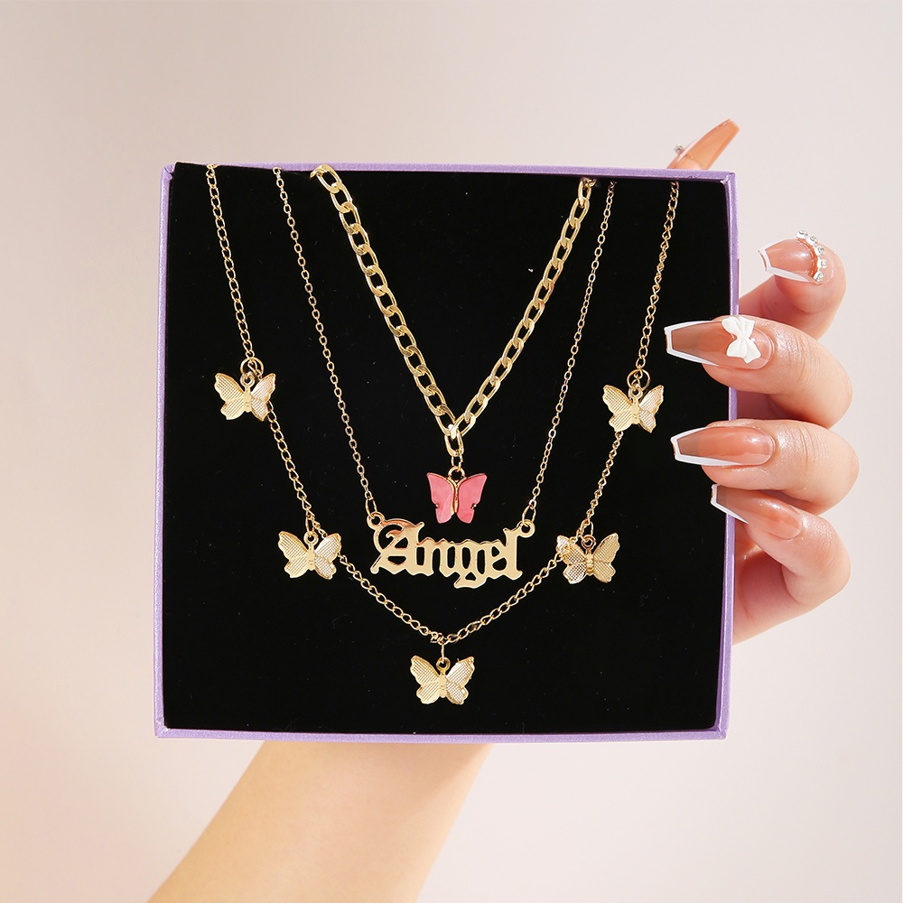 iF YOU Vòng cổ Mặt Hình Bướm Đính Ngọc Trai Thời Trang Cho Nữ