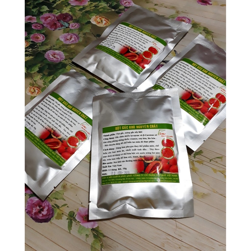 Combo 3 Gói Bột Gấc Khô 50g Nguyên Chất 100% chuyên dùng nấu xôi làm bánh kẹo, thạch, mứt dừa, đồ uống