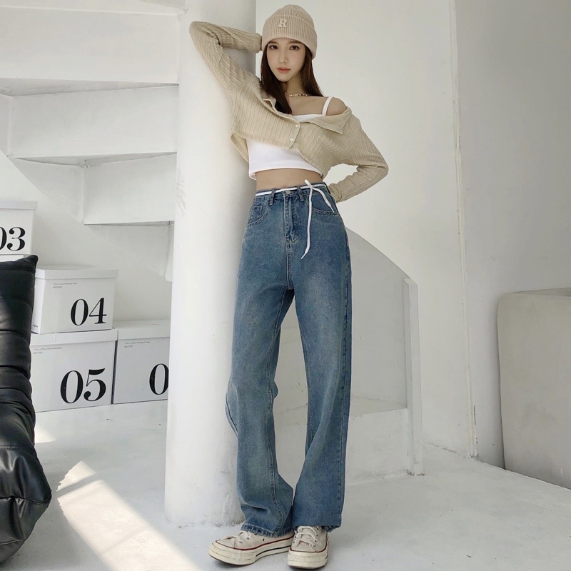 JANET STUDIO • Quần jean wax xanh đậm