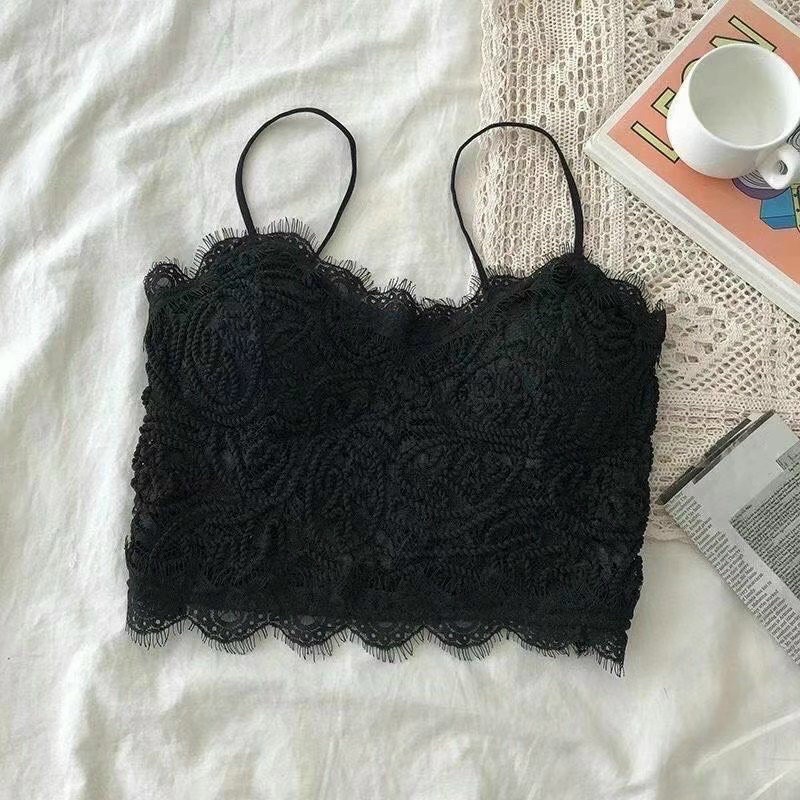 Áo bra nữ 2 dây form croptop phối họa tiết ren mẫu mới cao cấp