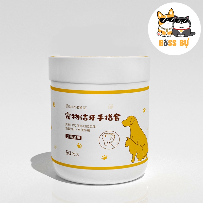 Găng Ngón Tay KIMHOME 50 Cái Không Hóa Chất, Vệ Sinh Răng Miệng, Lỗ Tai, Hốc Mắt Cho Chó Mèo Thơm Tho - Boss_Bu