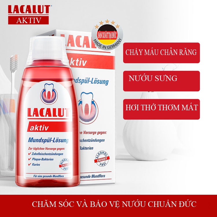 Nước Súc Miệng Lacalut Aktiv Chăm Sóc Nướu Giảm Các Vấn Đề Về Nướu Chống Sâu Răng Và Hơi Thở Thơm Mát