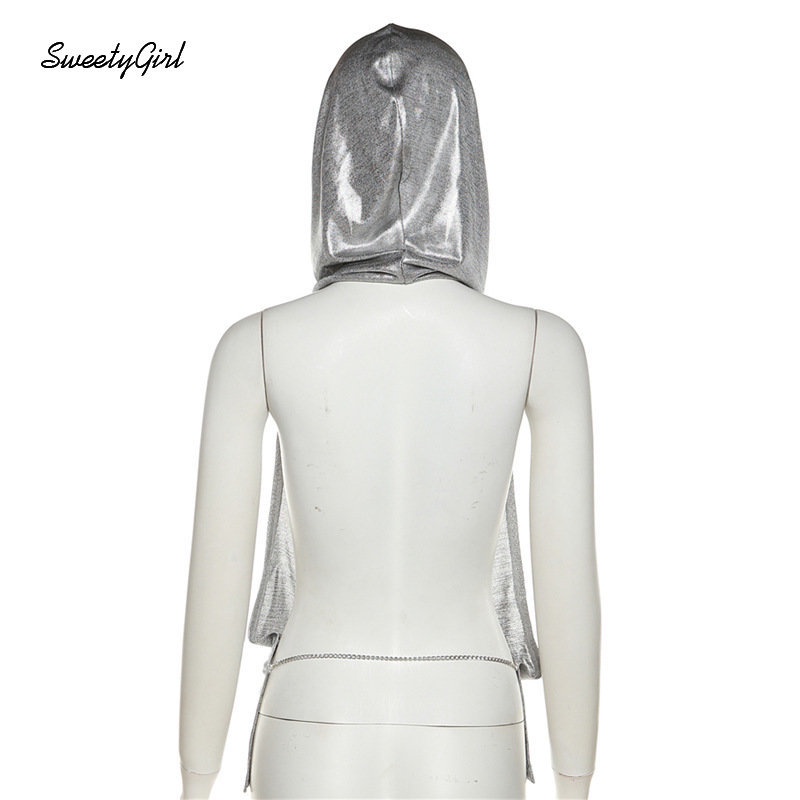 Áo Hoodie Sát Nách Cổ Tròn Màu Bạc Thời Trang 2022 Quyến Rũ Cho Nữ