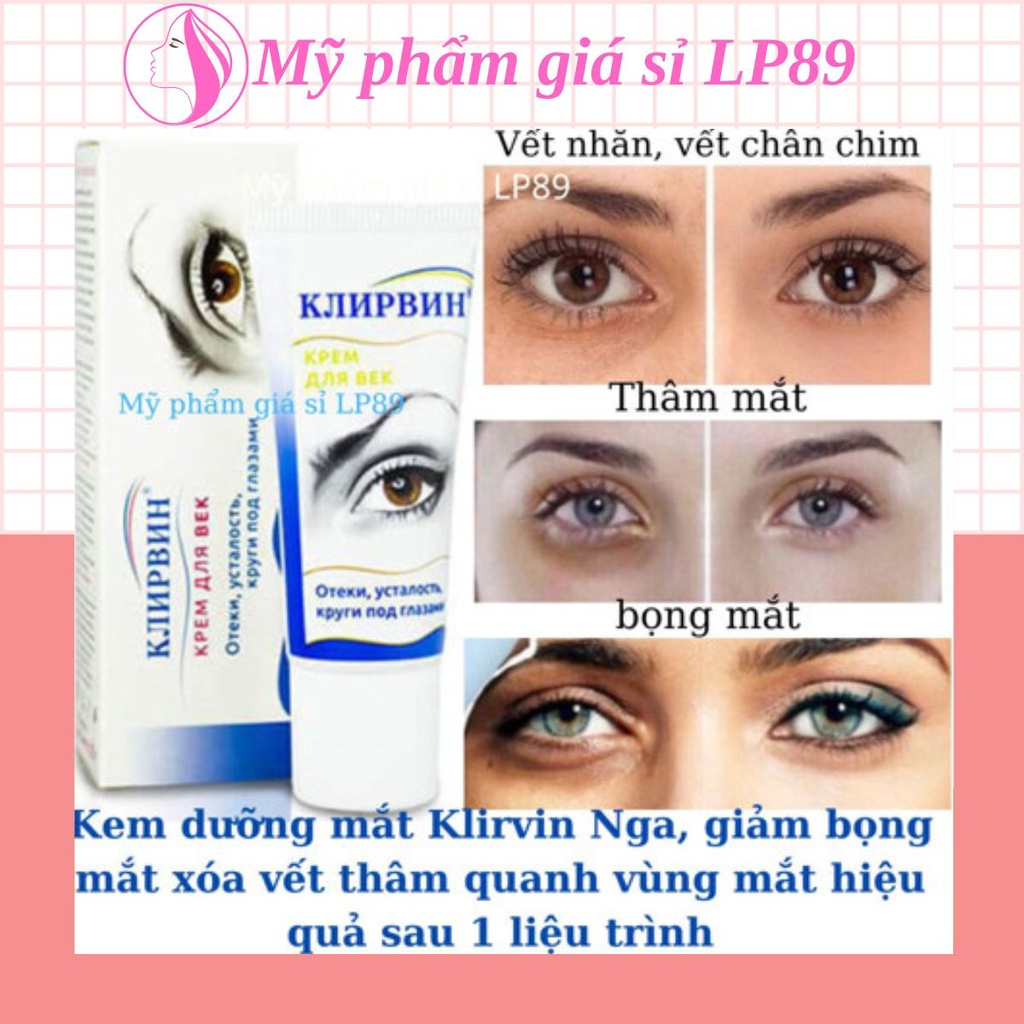 Kem mắt, Kem dưỡng mắt Klirvin Nga, giảm bọng mắt xóa vết thâm quanh vùng mắt hiệu quả sau 1 liệu trình