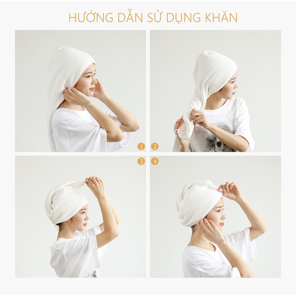 Khăn cuốn đầu làm khô tóc, khăn quấn tóc nhanh khô, khăn cuốn tóc siêu thấm thần thánh làm khô tóc nhanh chóng