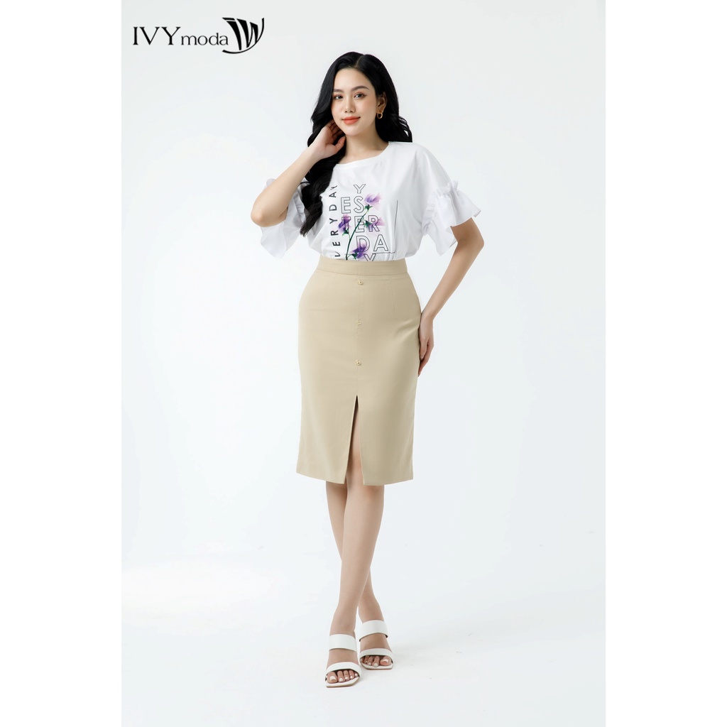 Chân váy bút chì 3 khuy IVY moda MS 31M7481