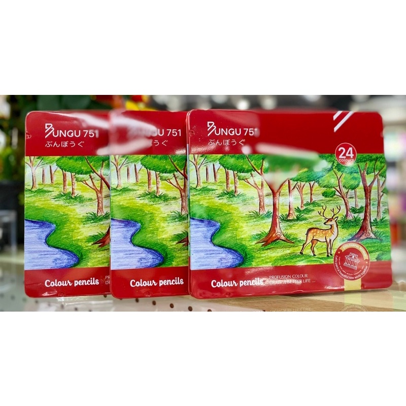 HỘP THIẾC BÚT CHÌ MÀU BUNGU 751 - hộp 24 màu